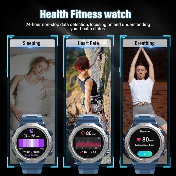 ⚡Military Smart Watch for Men (Answer/Make Calls), 1.39" HD Touchscreen Fitness - Picture 4 of 7